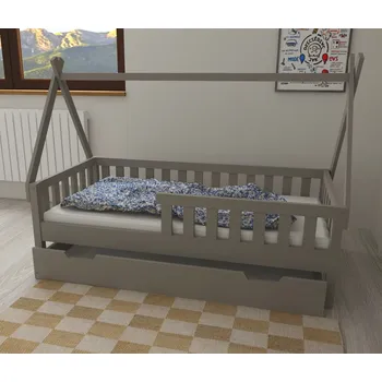 Dětská postel Dětská domečková postel z masivu borovice TEA - 200x90 cm - šedá