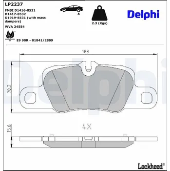 Brzdová destička Sada brzdových destiček, kotoučová brzda DELPHI LP2237