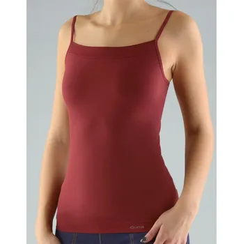 Dámská košilka, úzká ramínka, bezešvé, jednobarevné MicroPolyamid 08006P - tm. hnědá - M/L