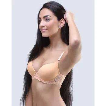 Podprsenka GINA dámské podprsenka push-up, šité, s krajkou, jednobarevné La Femme 17007P - lososová - 80B