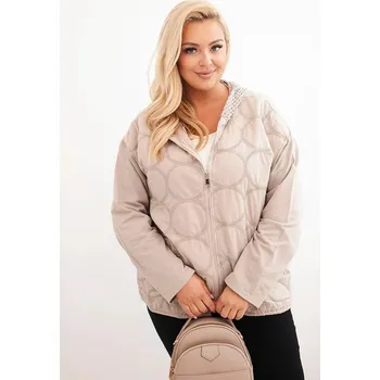 Dámská mikina Dámská mikina Plus Size bavlněná na zip béžová UNI