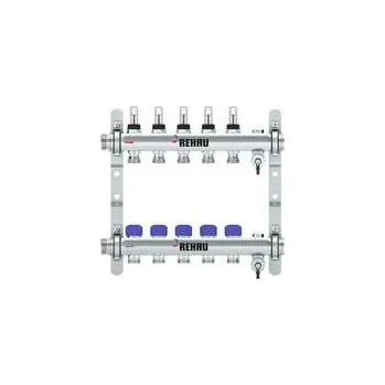 rozdělovač topení REHAU Nerezový rozdělovač HKV-D Easyflow 5 topné okruhy s indikátorem průtoku MFI min/max, 13831501200