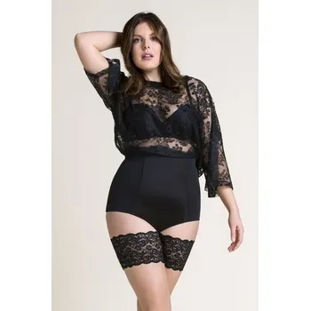 Dámské punčochy Samodržící Ochranné pásky na stehna krajka černé - XL/XXL