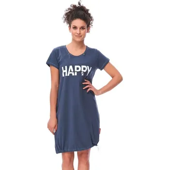 Dámská noční košile Mateřská noční košile Happy mommy tmavě modrá se zipem - XL