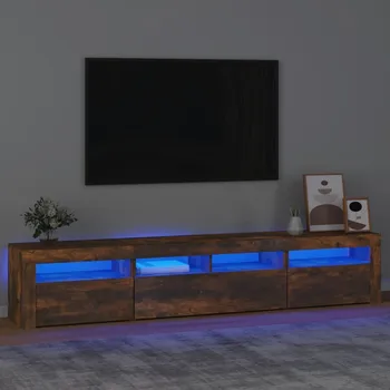 Televizní stolek vidaXL TV skříňka s LED osvětlením kouřový dub 210 x 35 x 40 cm