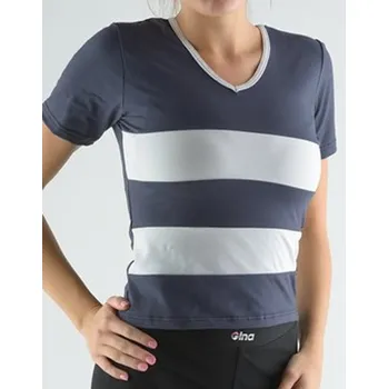 Dámské tričko s krátkým rukávem, krátký rukáv, šité 98020P - tm.popel šedobílá - M