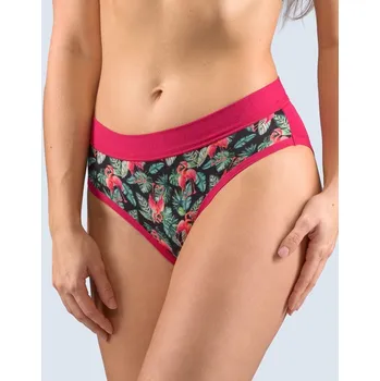 Kalhotky Dámské kalhotky klasické, širší bok, šité, s potiskem Disco Bamboo 2 10268P - bordo lahvová - 50/52