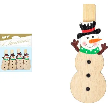 Vánoční dekorace MFP Paper Kolíček sněhulák 7cm, 4ks