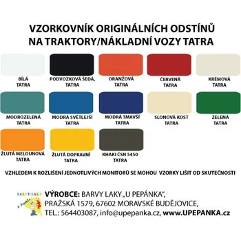univerzální barva U PEPÁNKA s.r.o. BARVY NA TRAKTORY TATRA Originální odstín KRÉMOVÁ 2-K Polyuretan, SET s tužidlem Velikost: 1,25kg SET