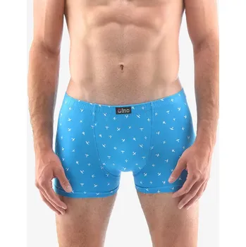 Boxerky Pánské boxerky s kratší nohavičkou, kratší nohavička, šité, s potiskem 73114P - azurová bílá - 58/60