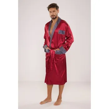 Pánský župan Pánský saténový župan Adam vínový - L