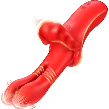 Vibrátor SuperLove 4in1 Dual Thrusting Vibrator Red