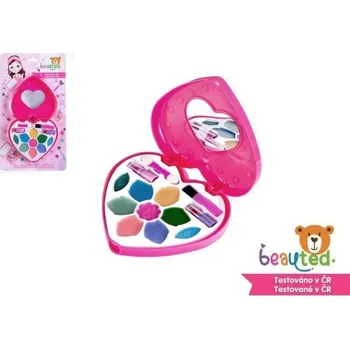 dětské šminky a malovátka Dětská sada líčení beauted paletka srdce se zrcátkem na kartě 18,5x33x3cm