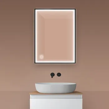 Zrcadlo Oltens Nordlis zrcadlo 60x80 cm obdélníkový s osvětlením s vyhřívací podložkou černá 64105300