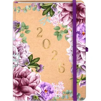 Kalendář Kalendarz książkowy A5 2026 Kraft tygodniowy Lilie