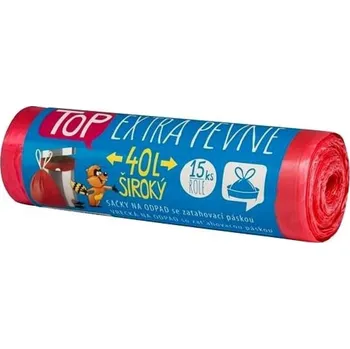 Pytle na odpadky Sáček do koše 40-50l/15ks HDPE silné zatahovací červené