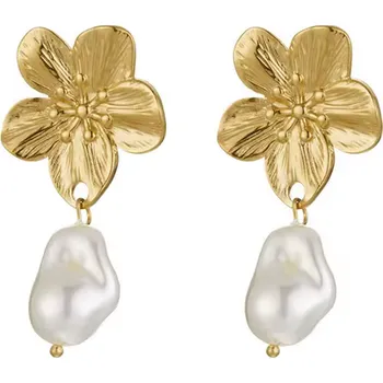 Náušnice Prosperk Náušnice květy s perlou Barva: Zlatá