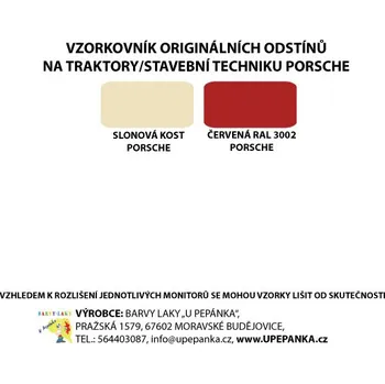 Autolak U PEPÁNKA s.r.o. BARVY NA TRAKTORY PORSCHE Originální odstín SLONOVÁ KOST lesk 2-K Polyuretan, SET s tužidlem Velikost: 6,25kg SET s tužidlem