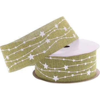 Stuha Stuha vánoční 40mmx9m zelená s girlandou