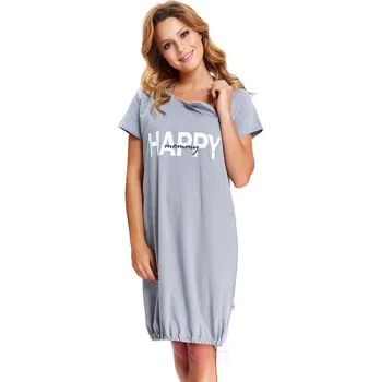 Dámské oblečení Mateřská noční košile Happy Mommy šedá zip - S