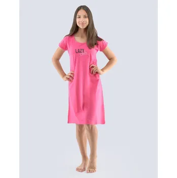 Dámská noční košile GINA dětské Košilka noční dívčí krátký rukáv, šité, s potiskem 29002P - purpurová tm. šedá - 152/158