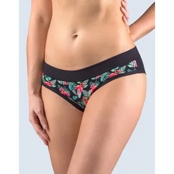 Dámské oblečení Dámské kalhotky francouzské, šité, bokové, s potiskem Disco Bamboo 2 14149P - černá lahvová - 42/44