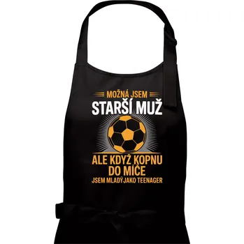 Kuchyňská zástěra Možná jsem starší muž, ale když kopnu do míče - Pánská zástěra na vaření - Univerzální velikost ( Černá )