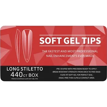 Přípravek na nehty Gelové tipy Long stiletto, 440 ks