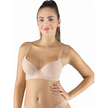 Podprsenka Dámská podprsenka vyztužená, vyztužené, bezešvé, jednobarevné Eco Bamboo 07019P - béžová - 80D