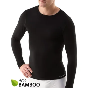 Pánské tričko Pánské tričko s dlouhým rukávem, dlouhý rukáv, bezešvé Eco Bamboo 58007P - černá - S/M