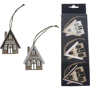 Vánoční dekorace Domeček k zavěšení, 3 ks D7522