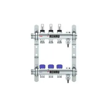 rozdělovač topení REHAU Nerezový rozdělovač HKV-D Easyflow 3 topné okruhy s indikátorem průtoku MFI min/max, 13831301200