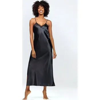 Dámská noční košile Noční košilka Abeni černá dlouhá - XXL