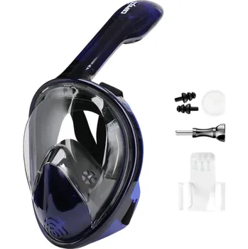Celoobličejová maska na šnorchlování L/XL se šnorchlem 25,8 cm, vzduchovým ventilem, držákem kamery na čelo a špunty do uší