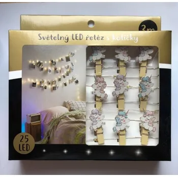 Vánoční dekorace Světelný LED řetěz s kolíčky, 25 LED/300 cm - Unicorn