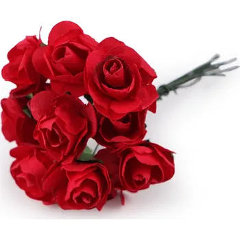 umělá květina Umělá papírová mini růže na drátku