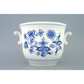 Květináč Cibulák květináč s uchy bez nožky 22 cm originální cibulákový porcelán Dubí, cibulový vzor,