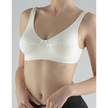 Podprsenka Dámská podprsenka sportovní, bez kostice, šité, jednobarevné 97017P - žlutobílá - M