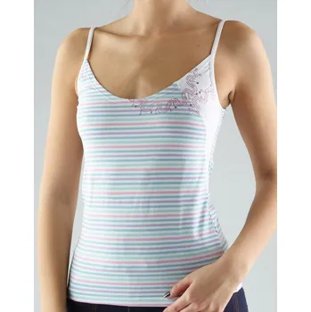 Dámská košilka, úzká ramínka, šité, s potiskem Summer time 18017P - bílá magnolie - 38/40