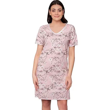 Dámská noční košile Noční košilka Alwa růžová s květy - S