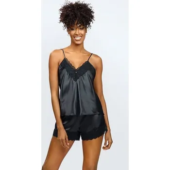 Dámské pyžamo Saténový komplet Hawa černý - S