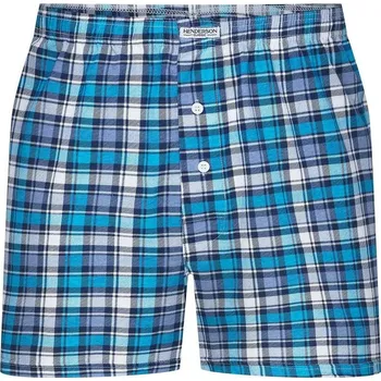 Pánské spodní prádlo Pánské trenýrky 1449 tyrkysové káro - 4XL