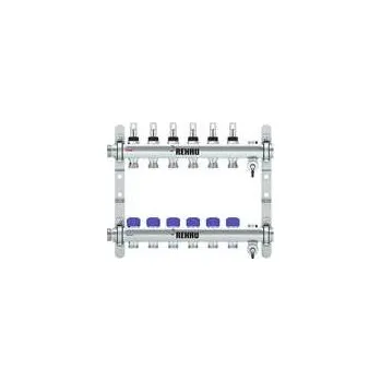 rozdělovač topení REHAU Nerezový rozdělovač HKV-D Easyflow 6 topné okruhy s indikátorem průtoku MFI min/max, 13831601200