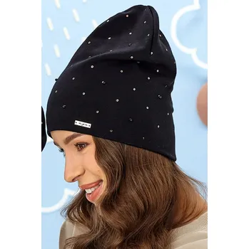 Čepice Dámská čepice AJS s korálky a flitrovou aplikací, černá 54-56 i170_50-119/A-54-56