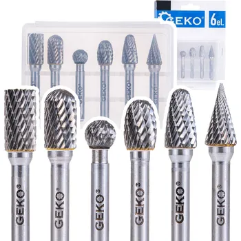 Fréza Sada technických fréz na stopce, 6-dílná, průměr stopky 6 mm, GEKO