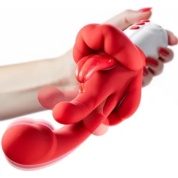 Vibrátor SuperLove 5in1 Heating, Swinging & Licking Ultimate Pleaser Red