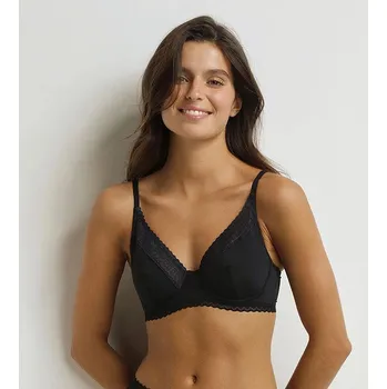 Podprsenka Dámská krajková podprsenka s kosticí DIM DAILY MICRO FOULARD BRA - DIM - černá 75 C