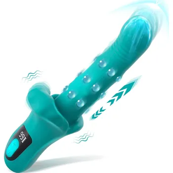 Vibrátor SuperLove Thrusting Stimulating Beads Rabbit Vibrator Teal