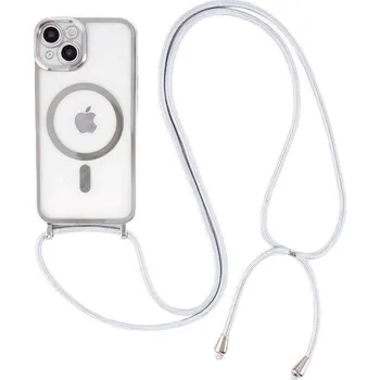 Pouzdro na mobilní telefon MagSafe silikonový kryt se šňůrkou pro Apple iPhone Air - stříbrný