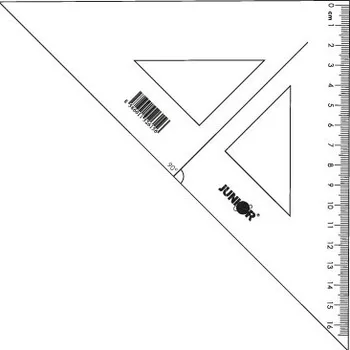 pravítka Pravítko trojúhelník s ryskou 16cm, transparentní, volně balené